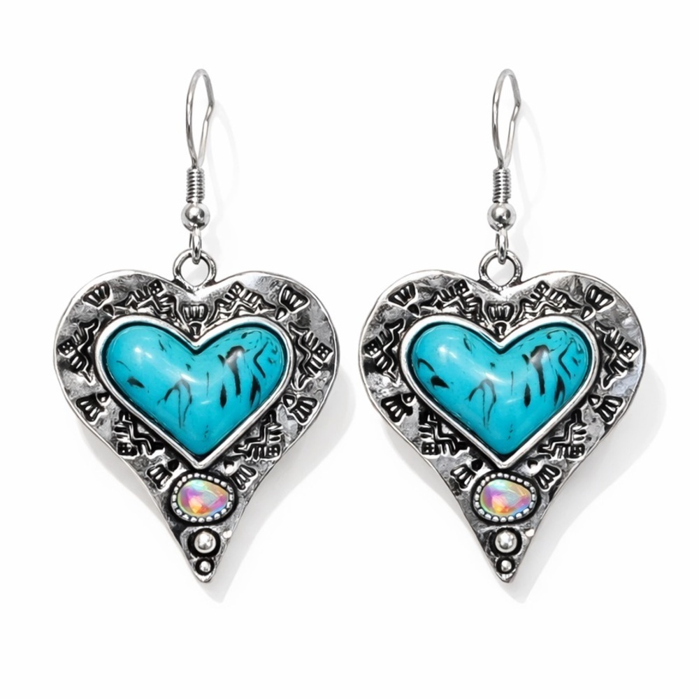 ⚜️ Western Style Earrings With Turquoise and Crystal